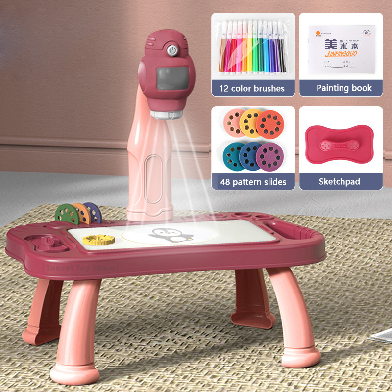 Kid Toys And Craft - Akıllı projektör çocuklar boyama masa seti